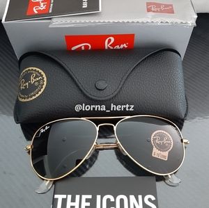 Ray-Ban Aviator RB3025 Black Lenses Standard and Large